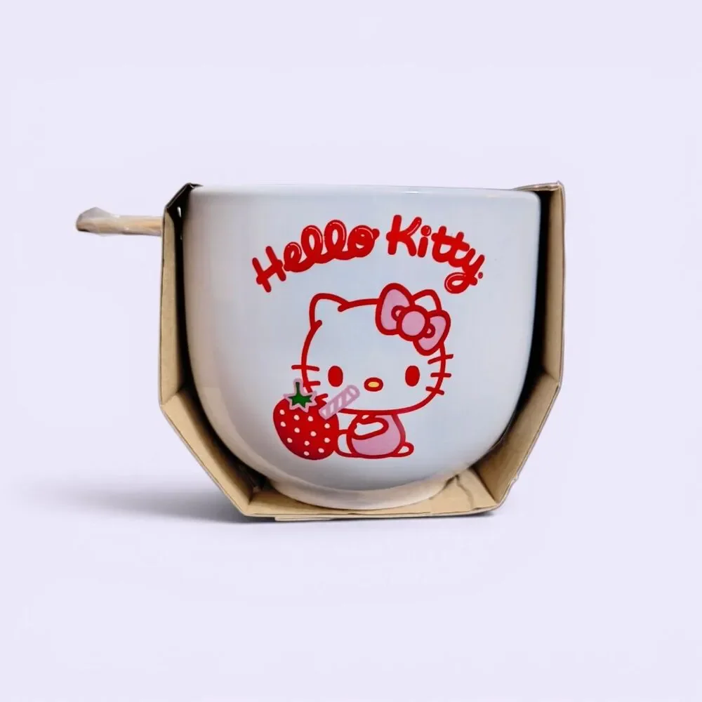Hello Kitty Ceramic Noodle/Ramen Bowl with Chopsticks